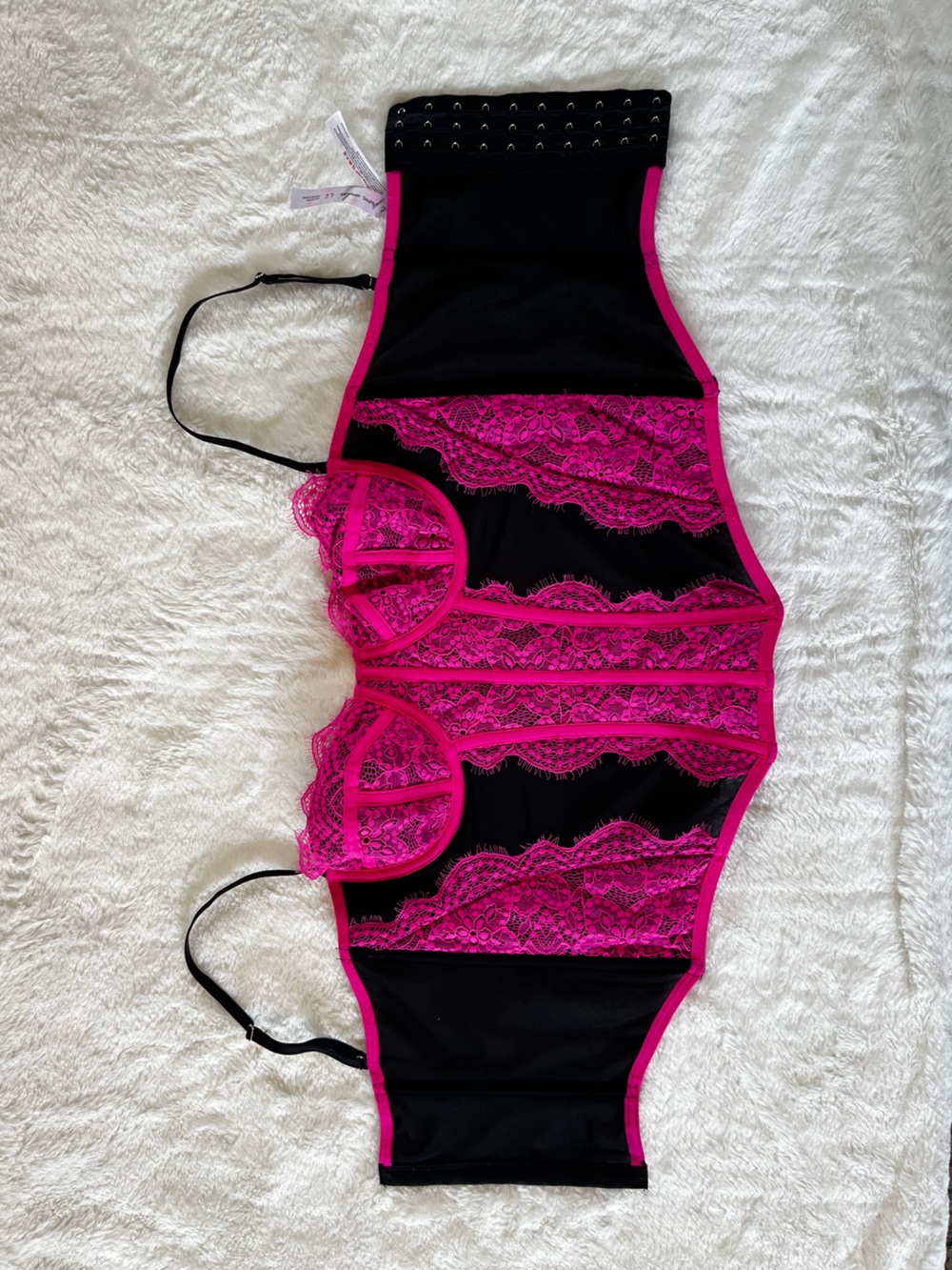 Urban Outfitters Women's Hot Pink Lace Bustier Corset Top - Picture 2 of 5